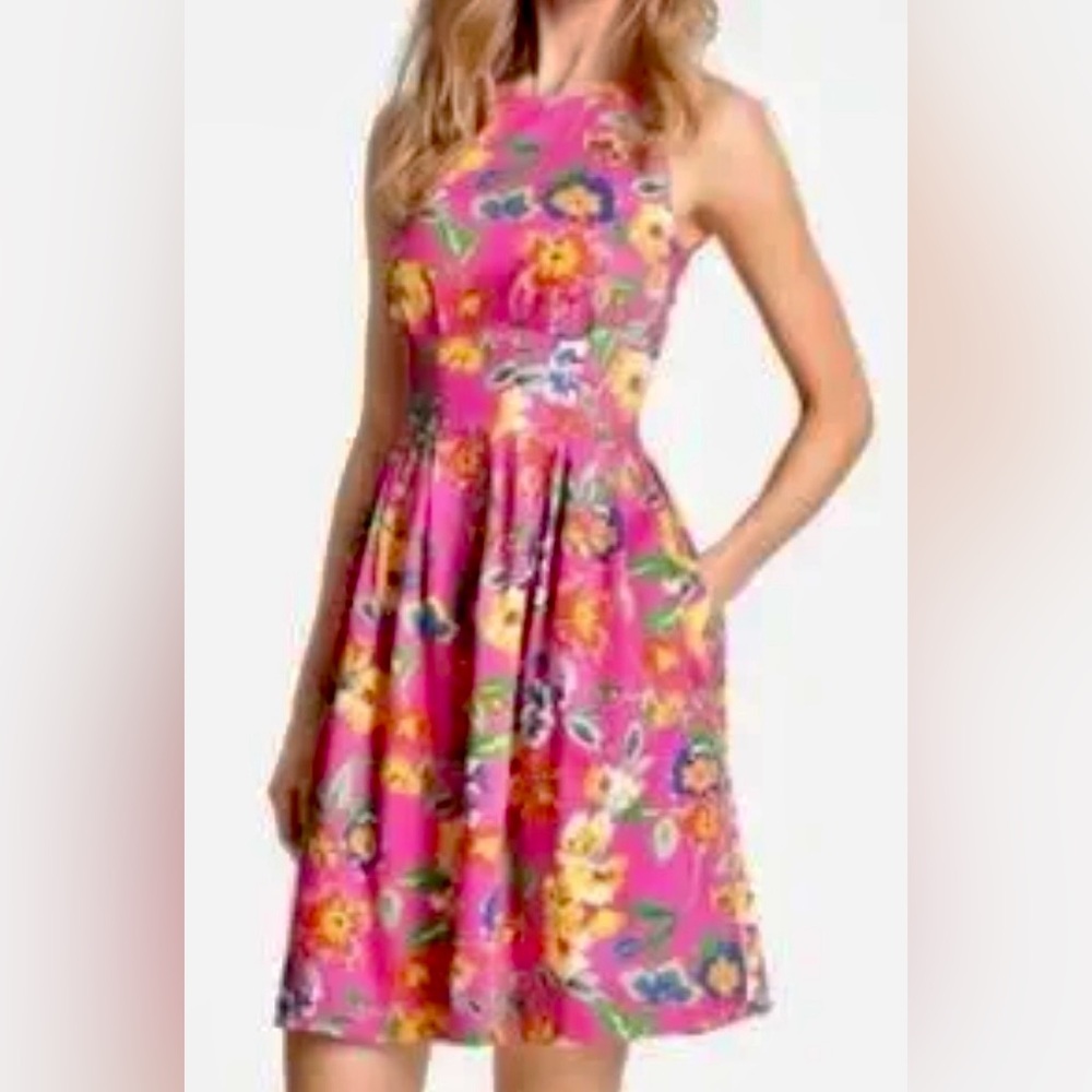 Kate Spade Sleeveless Pink Floral Sonja A-line Dress ZB9